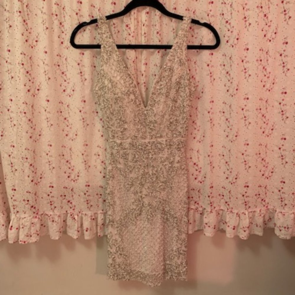 Primavera Couture White Formal Beaded Mini Cocktail Dress- Style 3312, Size 00